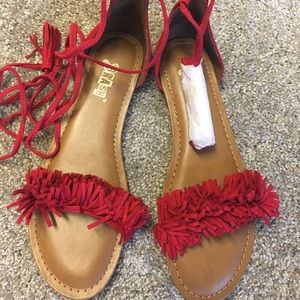 Red Tassel Sandals